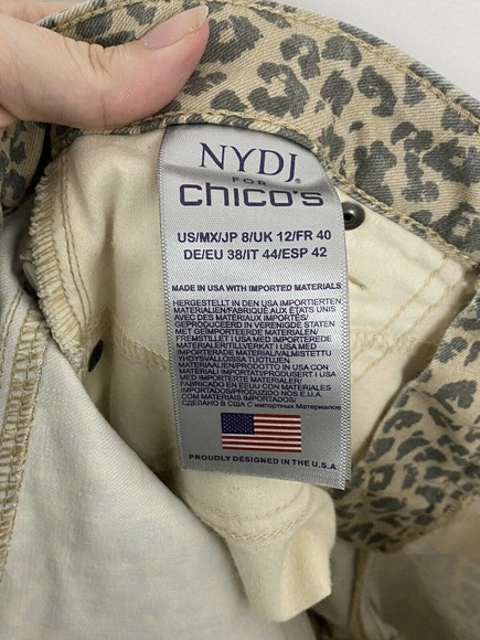 Not Your Daughters Jeans NYDJ for Chico's Leopard Print Skinny Jeans Size 8 - Picture 4 of 6